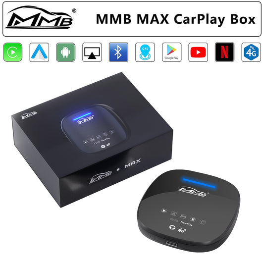 MMB MAX 2.0 Wireless CarPlay + Android Auto + Mirror + YouTube HDMI Video AI Box 4GB+64GB / 8GB+128GB For 2017-2023 Cars with Factory Wired CarPlay