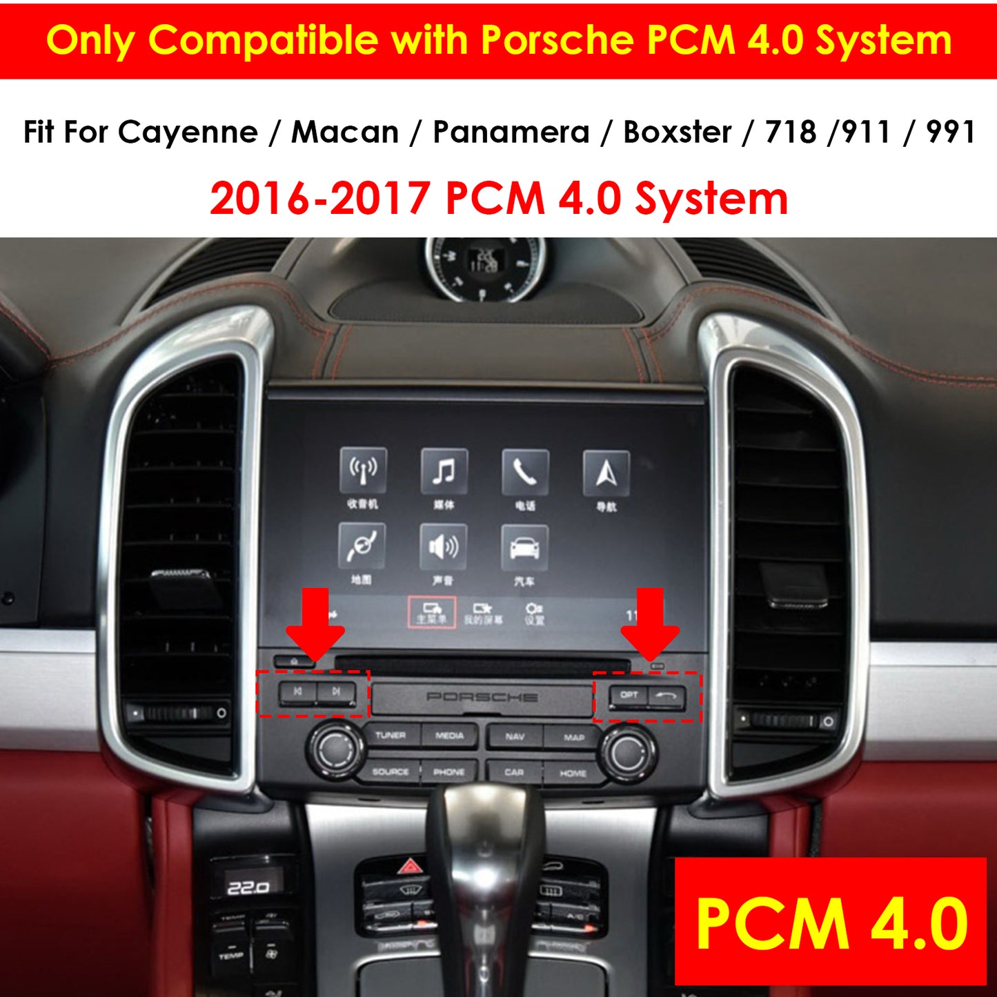 Joyeauto Wireless CarPlay Android Auto Mirrorlink Retrofit Kit Fit for Porsche Cayenne Macan Cayman Panamera 911 PCM 3.0 / 3.1 / 4.0 / CDR 2008-2018