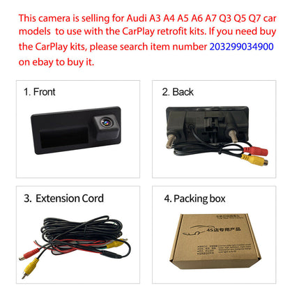 CarProKit Car Aftermarket Reverse Backup Rear View Trunk Handle Camera Fit for Audi A3 A4 A5 A6 A7 A8 S3 S4 S5 S6 S7 S8 Q3 Q5 Q7